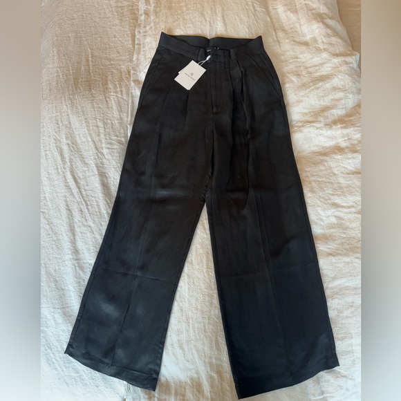 NWOT Anine Bing CARRIE ANKLE PANT IN BLACK LINEN BLEND - Picture 5 of 10